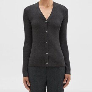 Rib Knit V-Neck Cardigan in Regal Wool